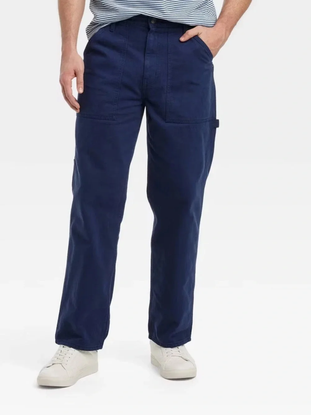 NWT Goodfellow Relaxed Straight Utility Pants 38x32 Blue Cotton Workwear